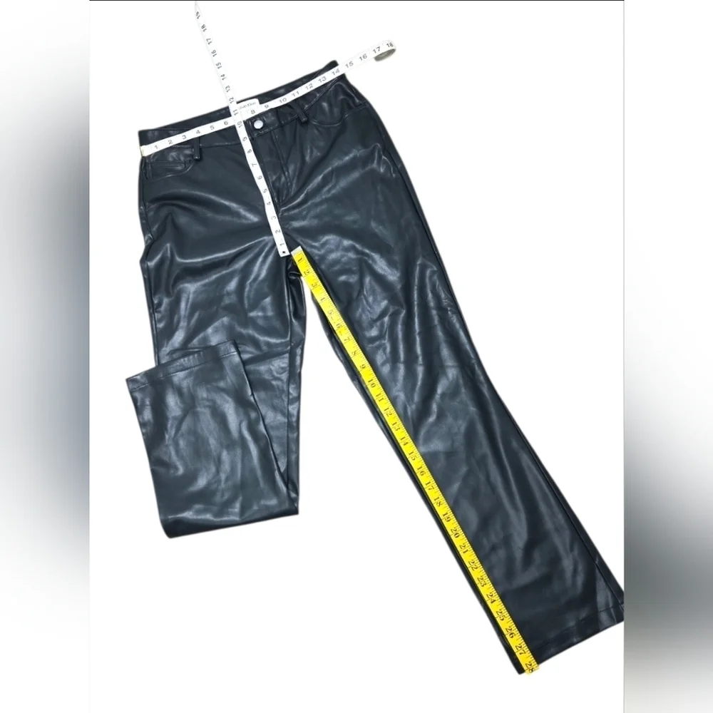 Calvin KLEIN Moto Polyester Faux Leather Straight Leg Ankle Pants Green Size 4
